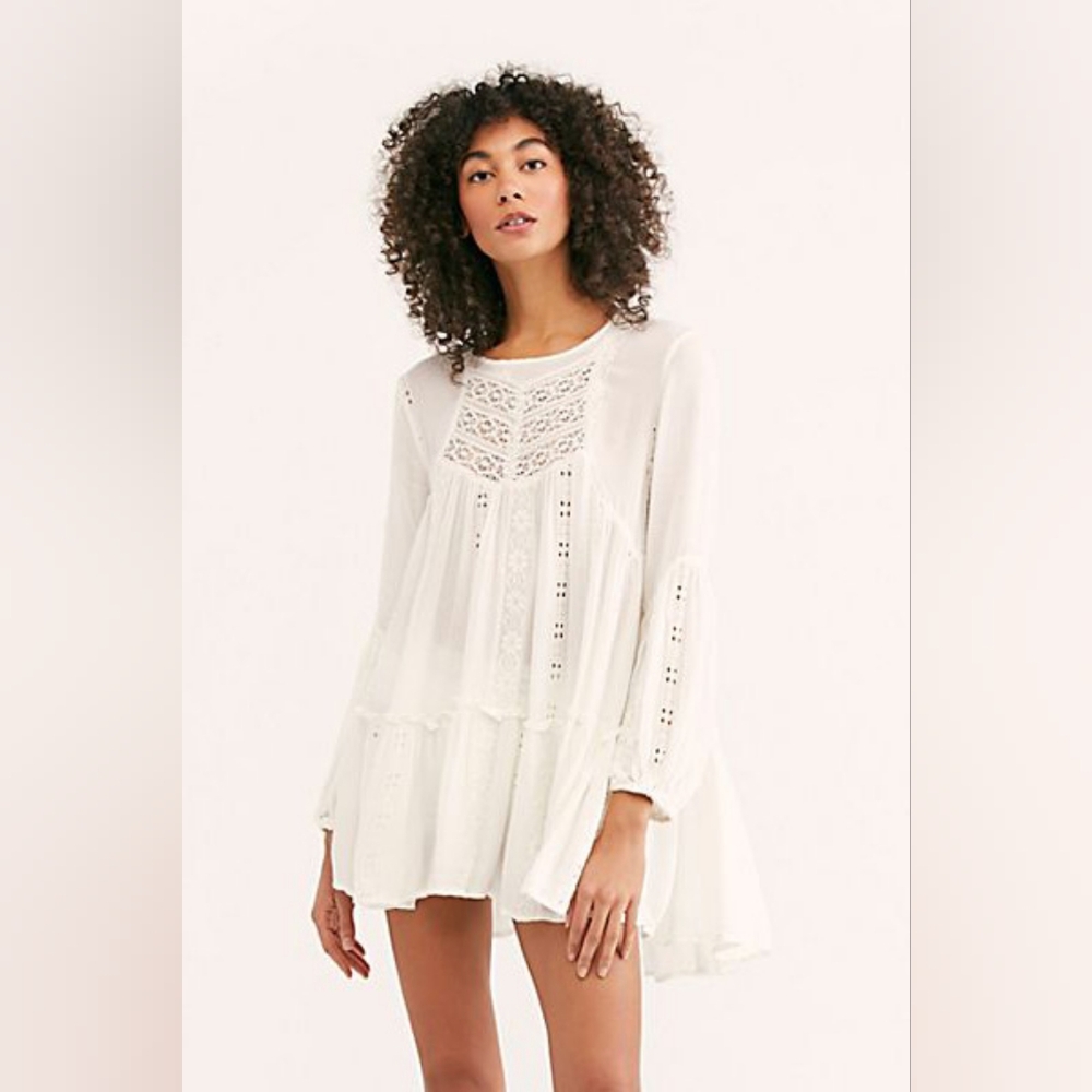 Free People White Lace Mini Dress